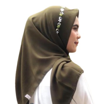 KERUDUNG SEGI EMPAT BELLA SQUARE PAYET/ JILBAB PAYET BELLA SQUARE BAHAN POLLYCOTTON/ HIJAB PAYET-ARMY