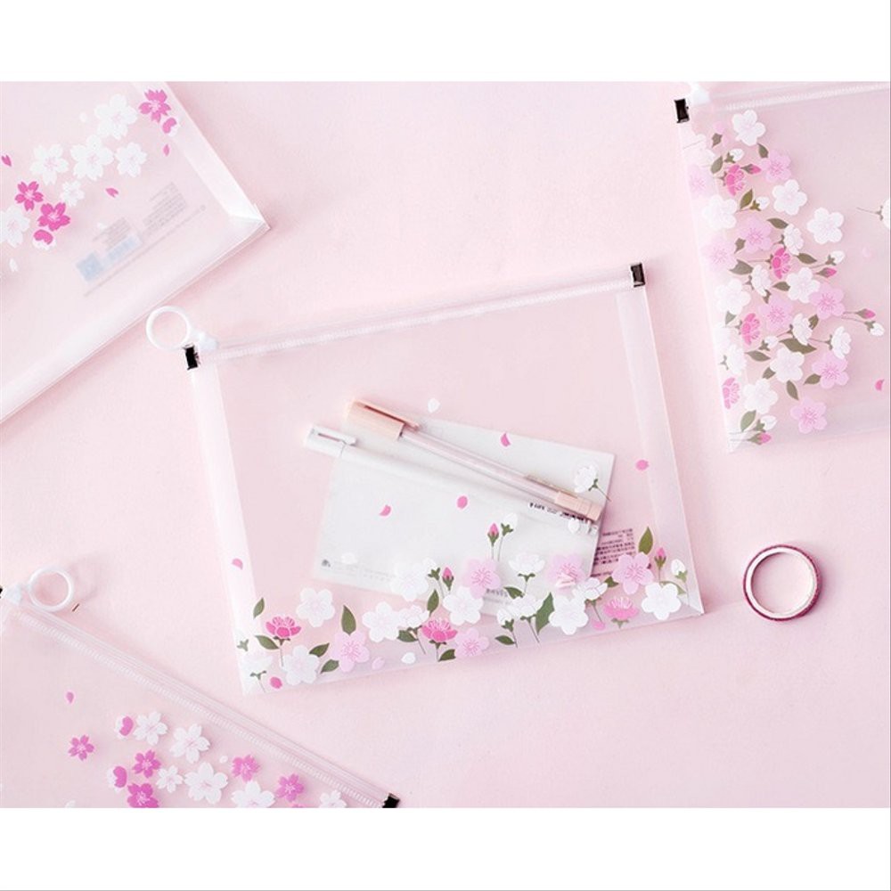 

PF14 Sakura Flower Portable A4 file Storage pouch bag Tempat Buku