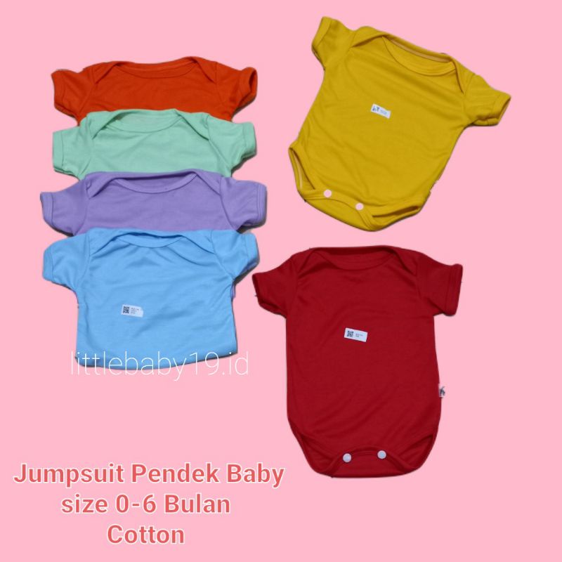 Jumper Bayi Pendek / Jumpsuit Bayi 0-6Bulan Polos