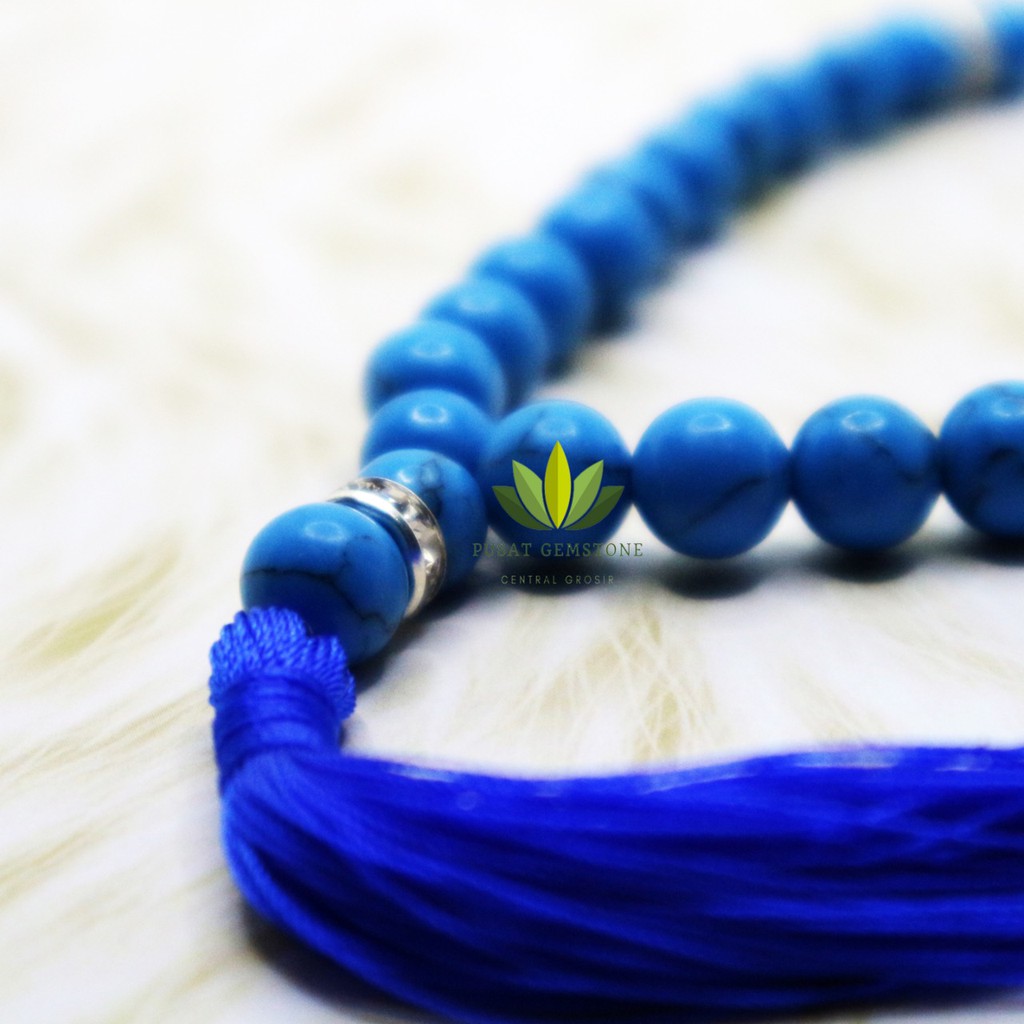 Tasbih Batu Pirus Biru 33 Butir Natural