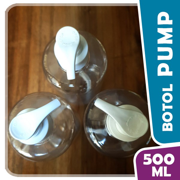 BOTOL PUMP 500ml / Pump Bening - Botol Pet Memanjang / Tinggi