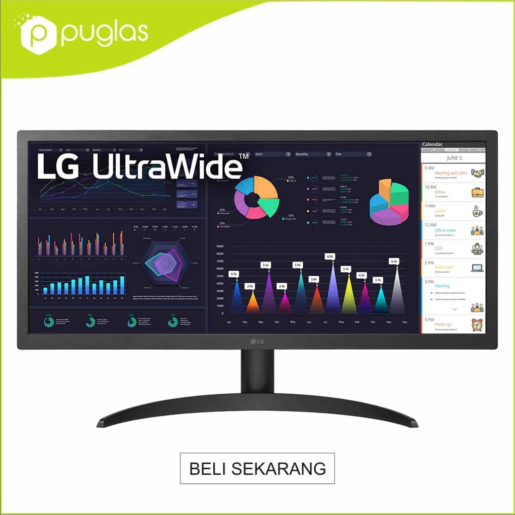 LED Monitor Ultrawide LG 26WQ500 IPS FHD HDR10 HDMI For Komputer PC Laptop
