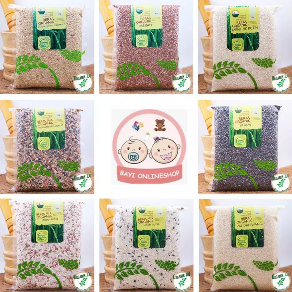 BERAS ORGANIK 1KG Lingkar Organik  Pandan Wangi Putih/Merah/Hitam Bayi MPASI EXPORT QUALITY