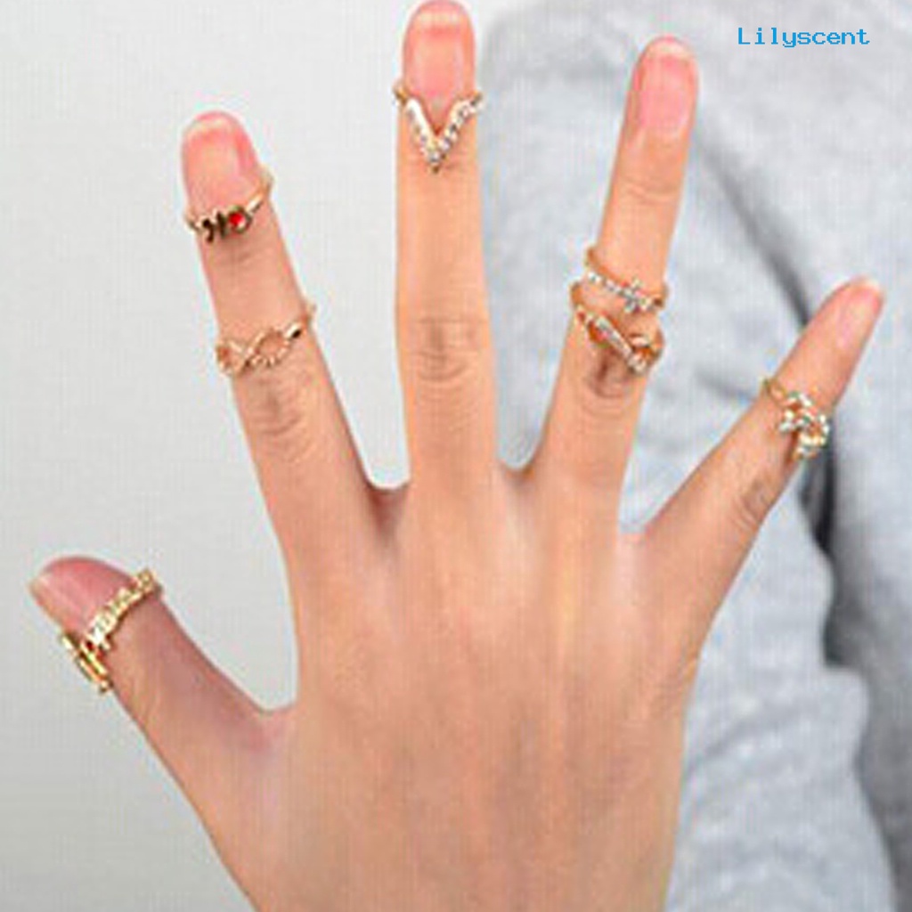 Ls 7Pcs Cincin Midi Bentuk Kupu-Kupu Bahan Alloy Untuk Pesta