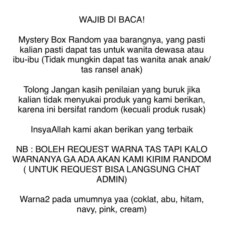 Mystery Box Tas Wanita Random