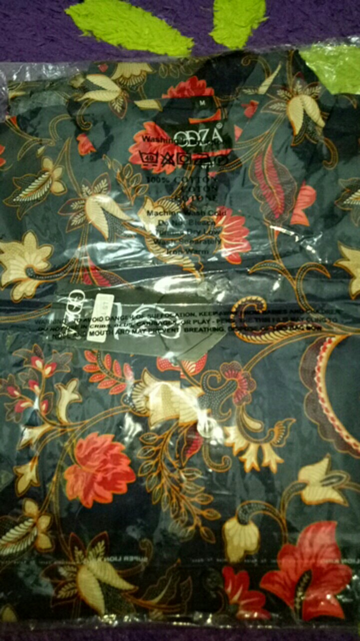 Odza Classic Kemeja Batik Lengan Panjang Modern Pria Slim Fit Fashion Dewakat