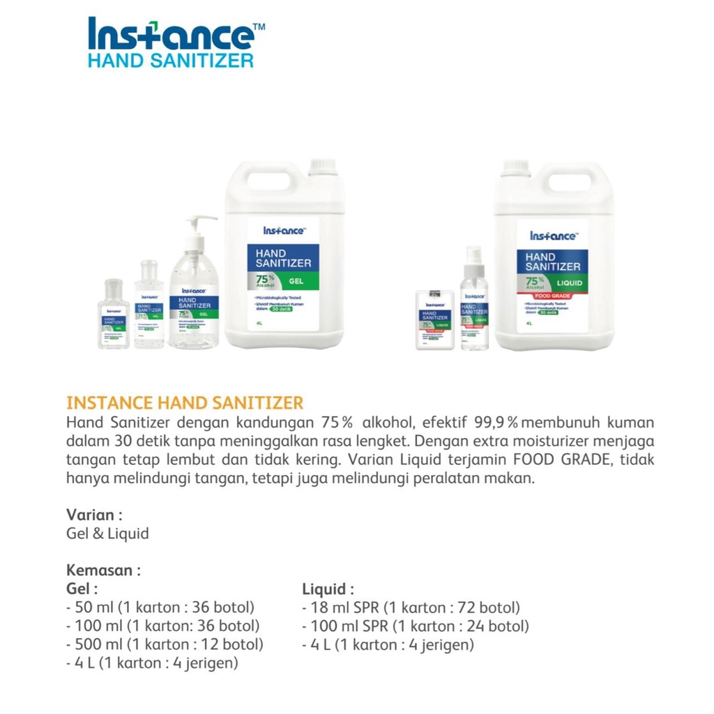 Hand Sanitizer Instance GEL 4L