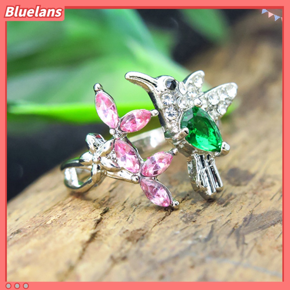 Bluelans Elegant Cubic Zirconia Flower Bird Open Ring Women Party Wedding Jewelry Gift