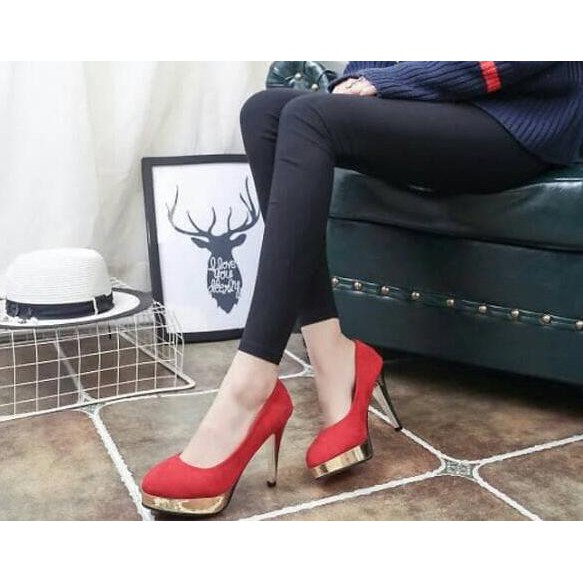 Best Seller Exclusive - Pumps Heels Monroe Merah / Sepatu High Heels Wanita - Merah, 36