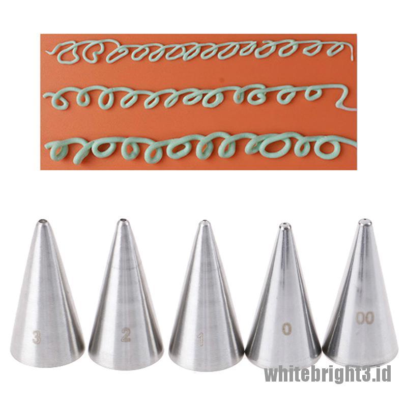 ❤White3 Warna Putih❤ 5pcs Ujung Mulut Pipa Icing Bentuk Bundar Untuk Dekorasi Pastry