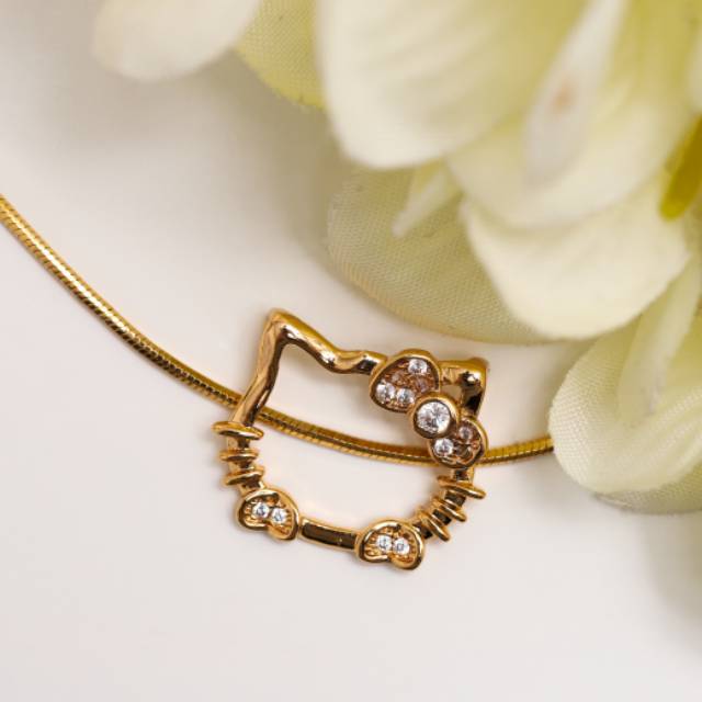 Promooo 1 set liontin dan kalung emas imitasi Hello kitty