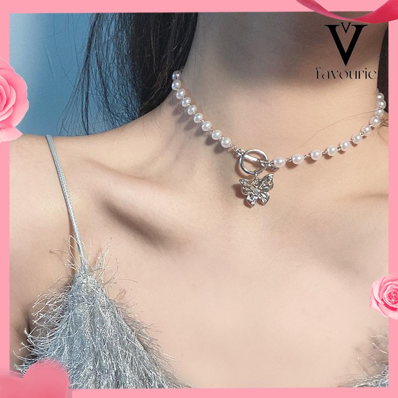 [COD]Kalung choker kupu-kupu mutiara yang cocok untuk semua temperamen peri-FA