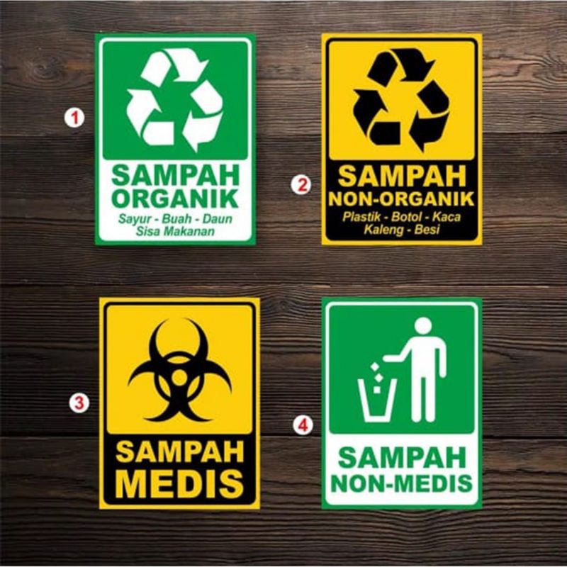 

STIKER sampah organik,non organik, sampah medis, non medis uk10×15