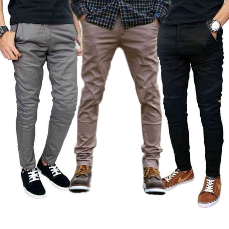 CELANA PRIA CHINO Slim fit Panjang Kerja kantor Santai Liburan Cowok Gentleman Boy Skinnyhtytth