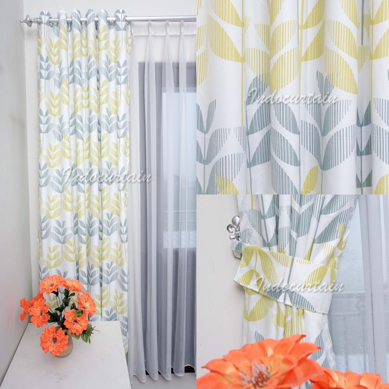 Gorden Blackout Terlaris Minimalis Smokring Katun Gorden Jendela Gorden Pintu Ukuran T200cm &amp; T150cm