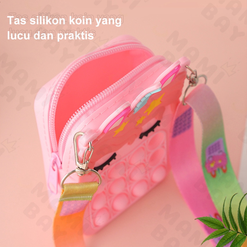 OKEYI Tas Selempang Anak Unicorn/Tas Anak Pony Pop it Jelly Fashion