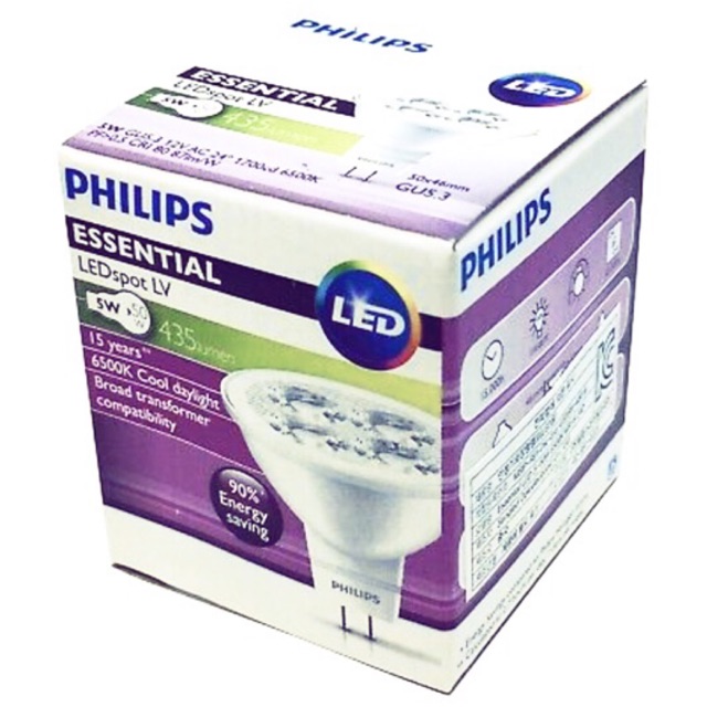 LAMPU HALOGEN LED SPOT PHILIPS 5 WATT 5WATT 5 W 12V TUSUK MR 16 MR16