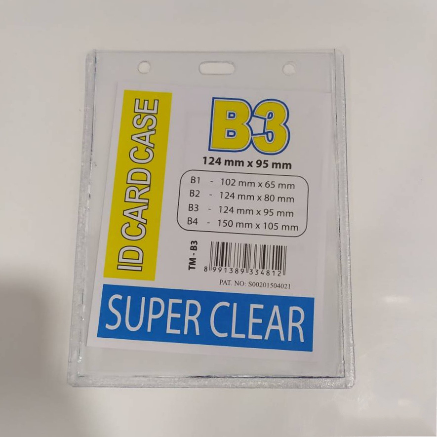 

Name Tag Plastik / Tempat ID Card Portrait / Berdiri Super Clear - Glue Card B3 Isi 10