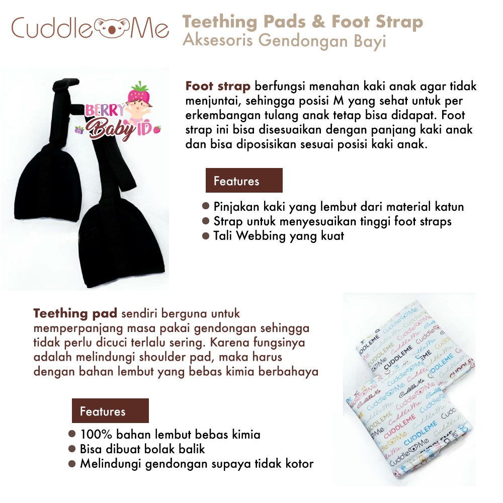 Cuddle Me Teething Pads &amp; Foot Strap Aksesoris Lite Carrier Gendongan Depan Bayi CME014 Berry Mart