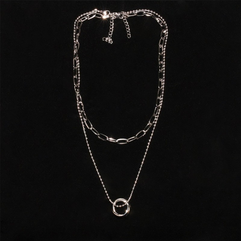 Small design sense air clavicle chain double layer hip-hop stacking necklace