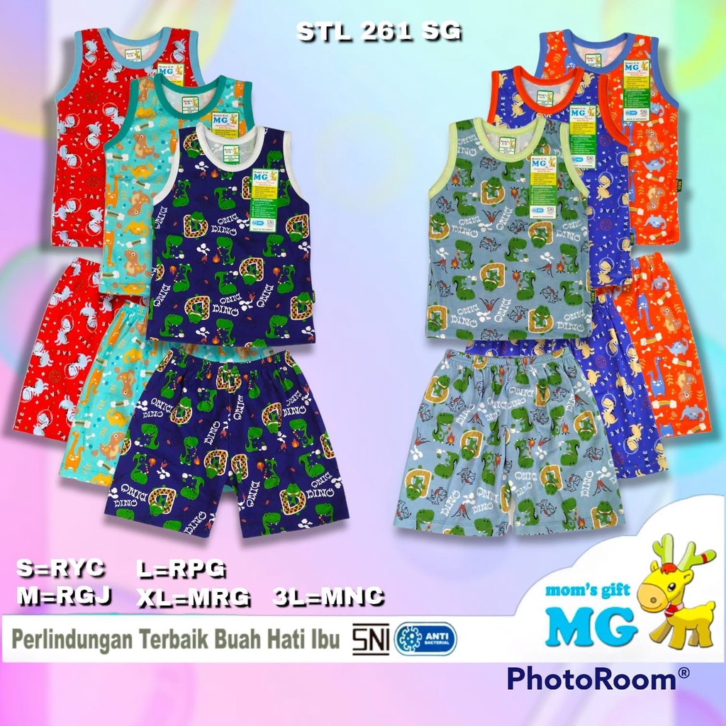 6 PCS | (SNI) VELVET LIBBY MIROR SETELAN BAJU BAYI  SINGLET CELANA PENDEK KATUN PENDEK BY MOM'S GIFT ART 261 SG