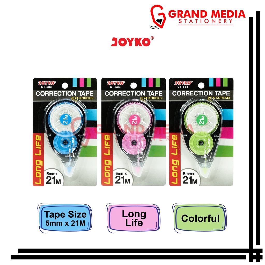 

[GRAND MEDIA] PITA KOREKSI / TIP-EX / TIP-X / CORRECTION TAPE JOYKO CT-533