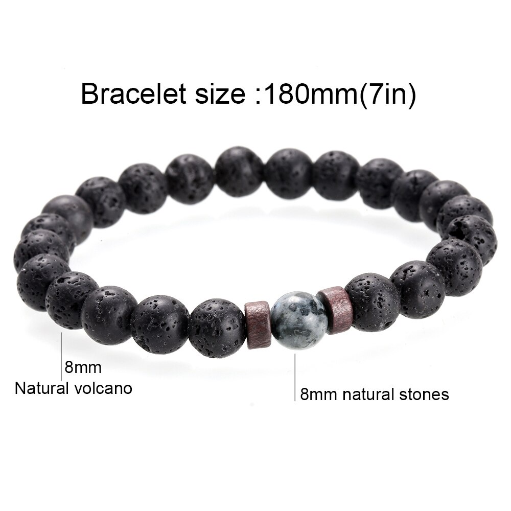 Gelang Batu Pelindung Lava Stone Dengan Kombinasi Batu Energi