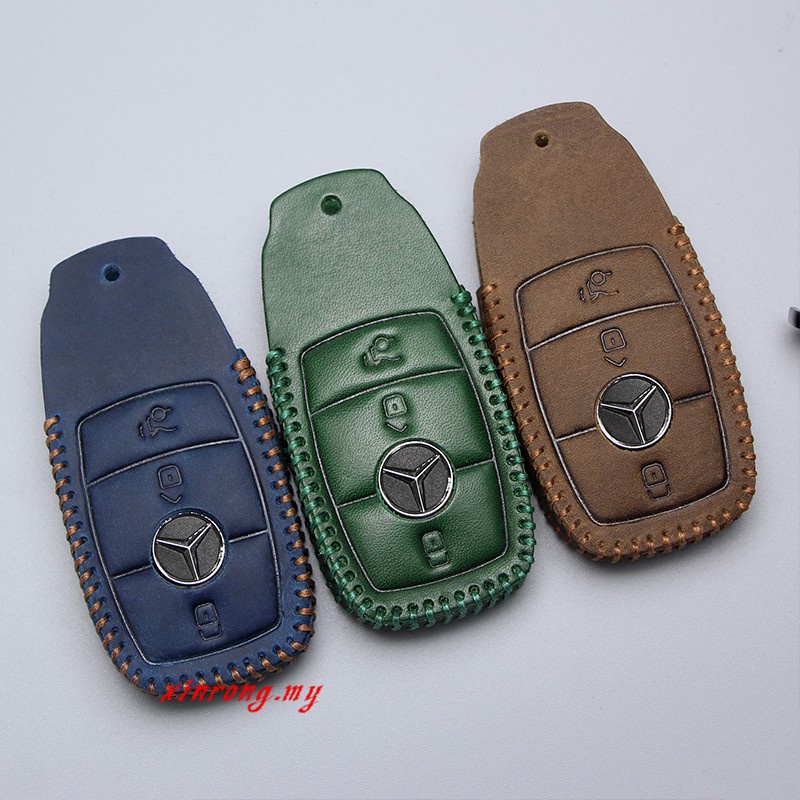 Case Pelindung Remote Kunci Mobil Keyless Bahan Kulit Untuk Mercedes Ben