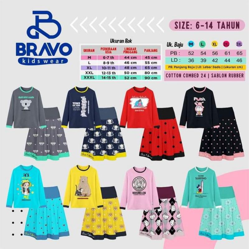 Setelan rok  anak katalog Bravo. usia 6~14 tahun, grosir ecer