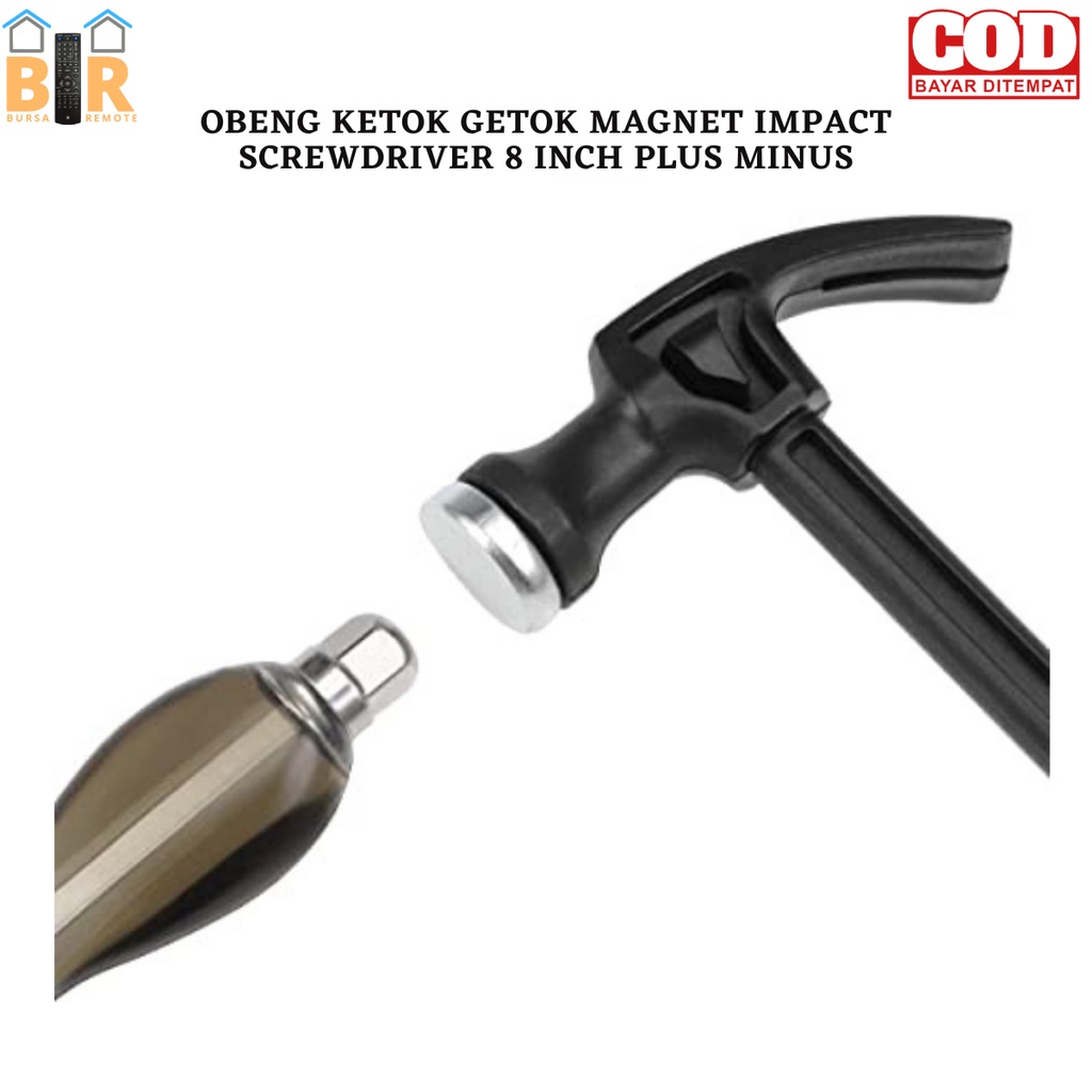 Obeng Ketok Getok Impact Magnet Screwdriver Ukuran 8 INCH Plus Minus