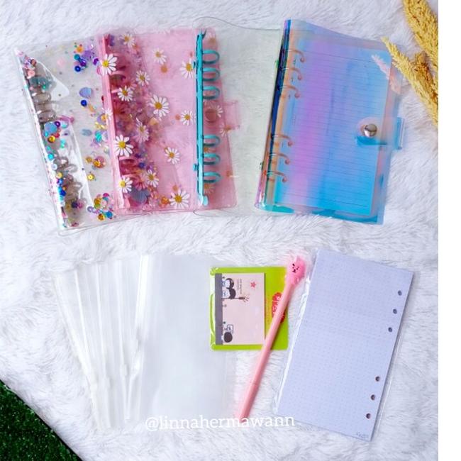 

<TaP☼> Paket binder sinking fund / binder A6 / binder sequin binder daisy binder polos binder hologram / ziplock / zipper pocket //Produk andalan