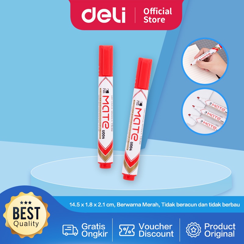 

Deli Dry Erase Marker / Spidol Papan Tulis Merah Tidak Beracun EU00440