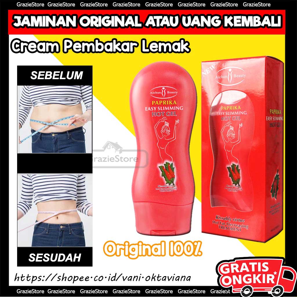 [ ORIGINAL ] PELANGSING BADAN  CREAM PELANGSING AICHUN HERBAL AICHUN HOT GEL PAPRIKA