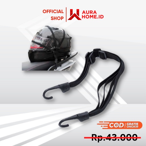 Tali Pengikat Helm Motor 2 Hook 60 cm Elastis / Tali Ikat Sabuk Karet Pengikat Helm Helmet Barang Ba