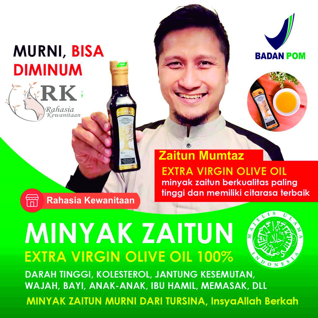 MURNI 100% Minyak Zaitun Asli Murni Untuk Rambut Wajah Muka EVOO Mumtaz