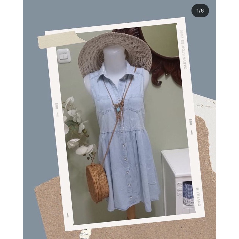 DRESS SEMI DENIM LENGAN PENDEK