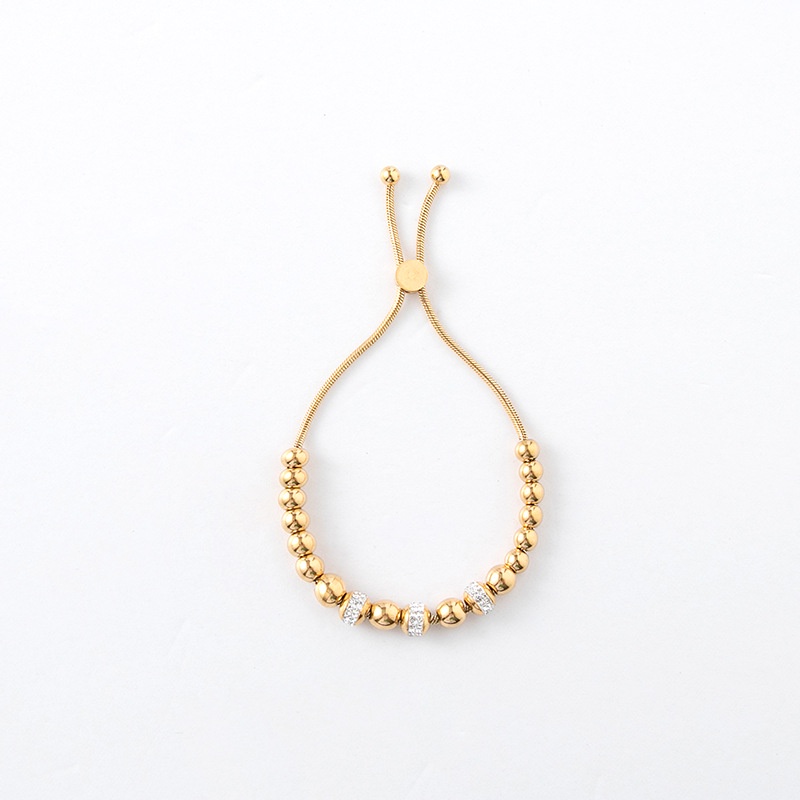 Gelang serut titanium bola zircon korea fashion anti karat - ercassia