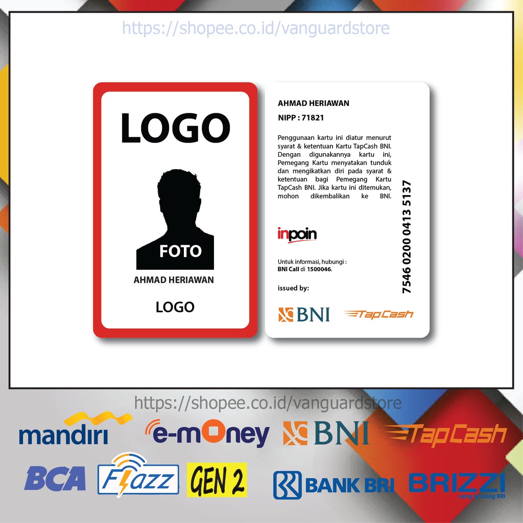 KARTU E MONEY E TOLL ID CARD LIS MERAH BNI 10 EMONEY MANDIRI FLAZZ BCA TAPCASH BRIZZI BRI-2 SISI