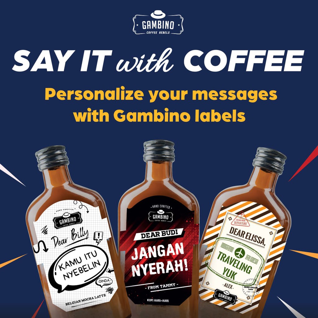 

Gambino Coffee Personalized Label Say It With Coffee Series Varian Black & Latte