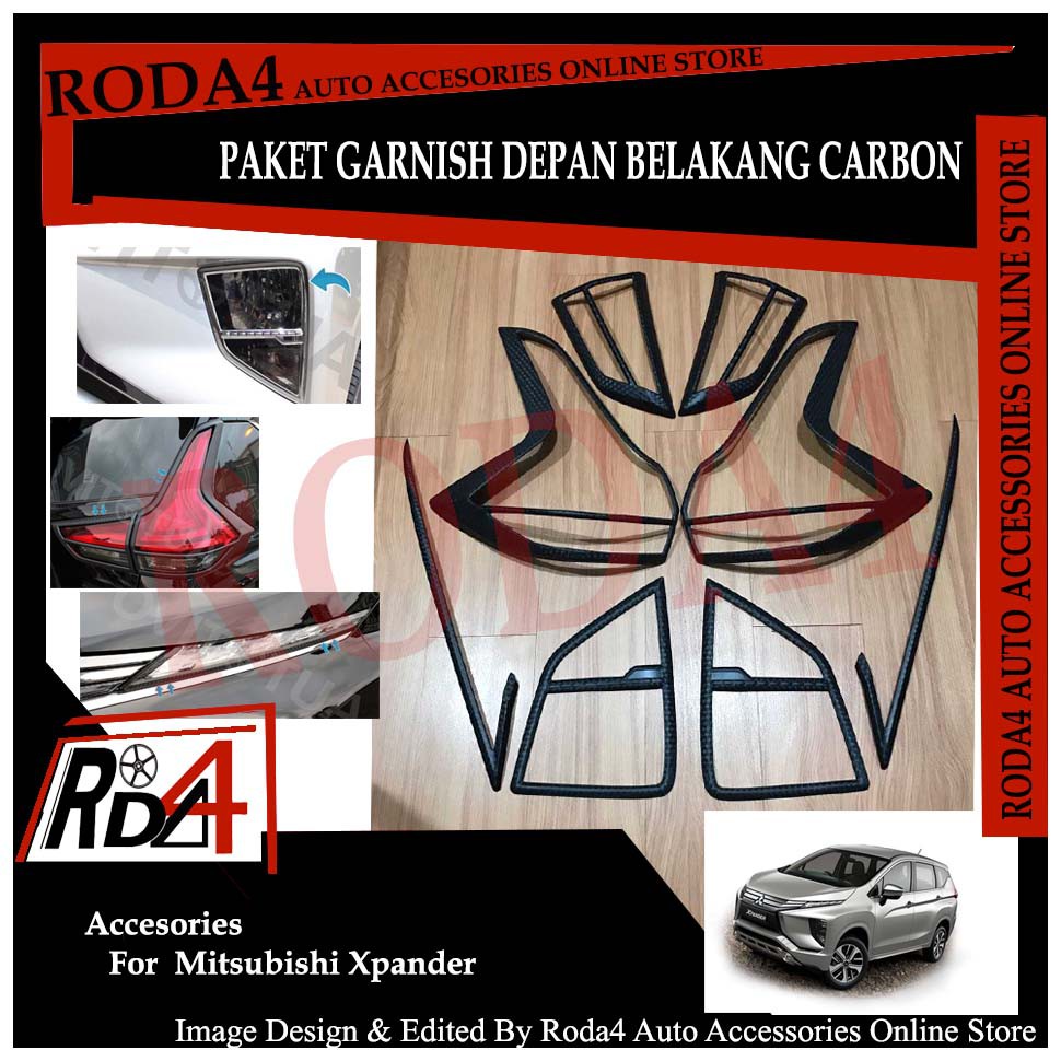 Paket Garnish Lampu Depan Belakang dan List LED Xpander Carbon JSL