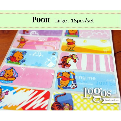 

TERLARIS!! Pooh LARGE Label nama waterproof. Sticker winnie piglet tigger eeyore UNIK