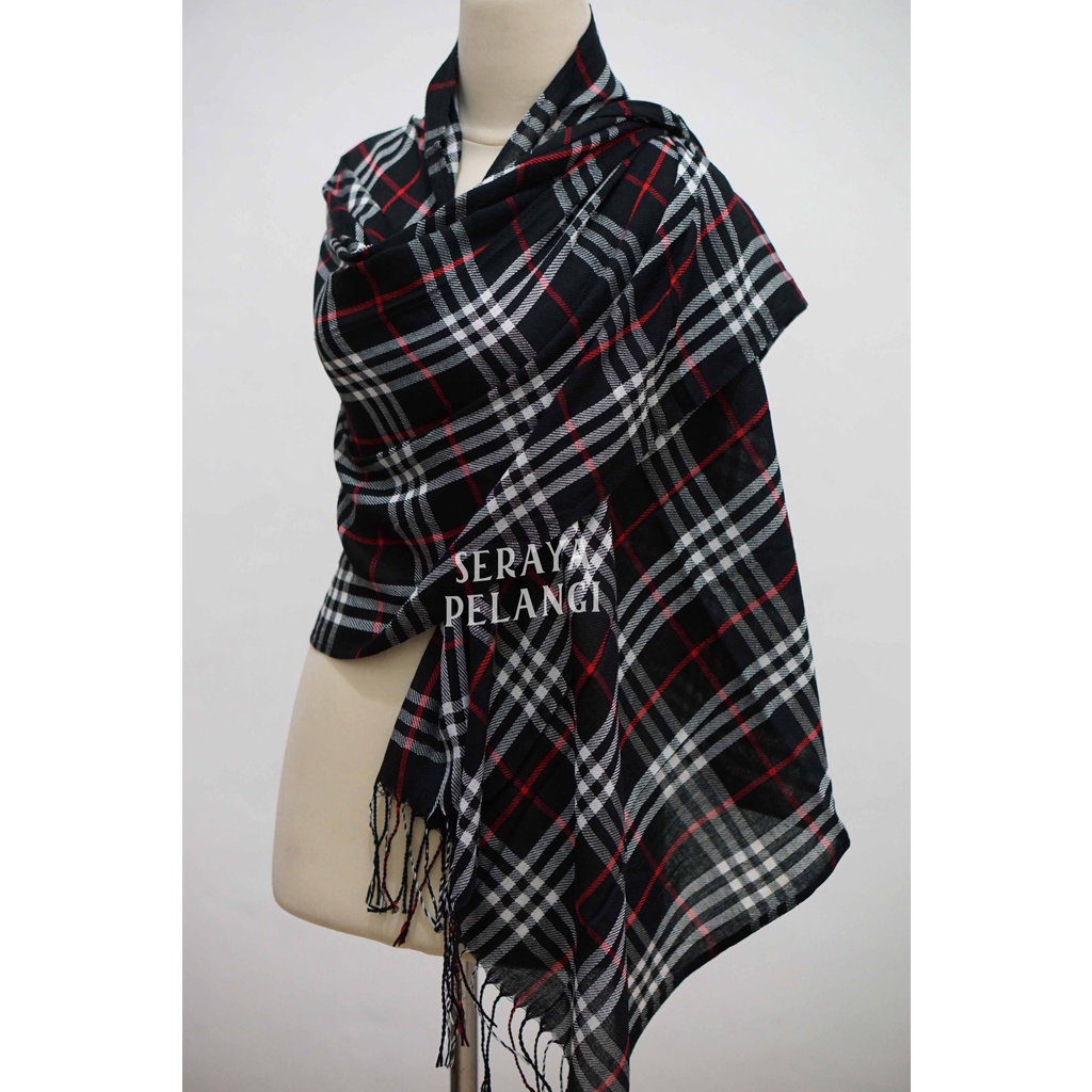 Pashmina Motif Kotak 07 | Plaid | Selendang | Scarf | Syal | Shawl | Pasmina | Souvenir | Hadiah Ulang Tahun | Birthday Gift | Aksesoris Fashion Wanita Pria | Import Quality | Grosir Murah