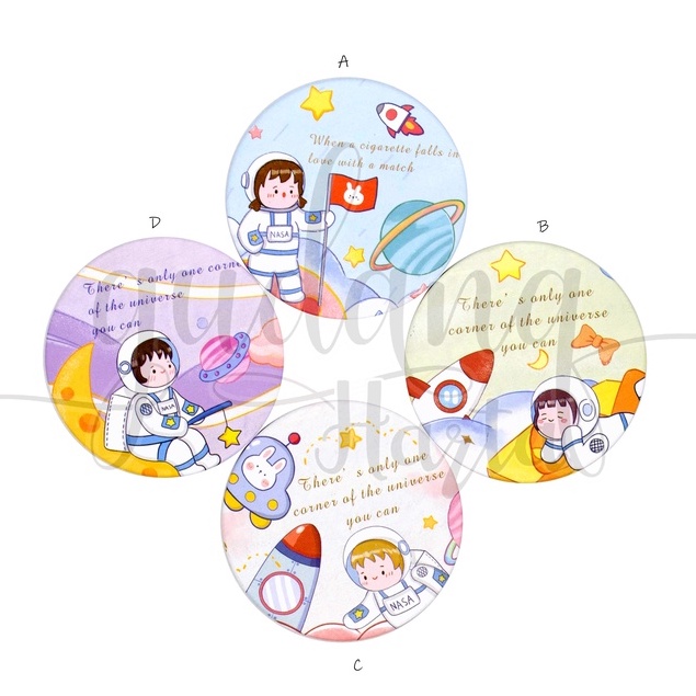 Cermin Mini Bulat Astronaut Kaca Make Up Motif Angkasa GH 504296