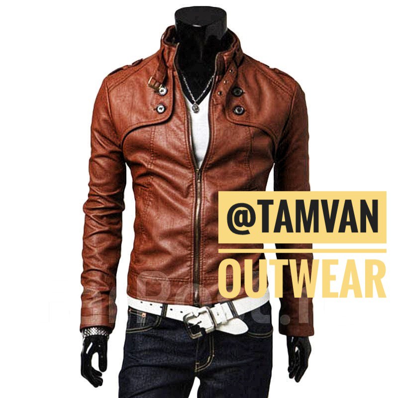 JAKET KULIT SINTETIS MODEL KANCING DOUBLE VARSITY BLACK