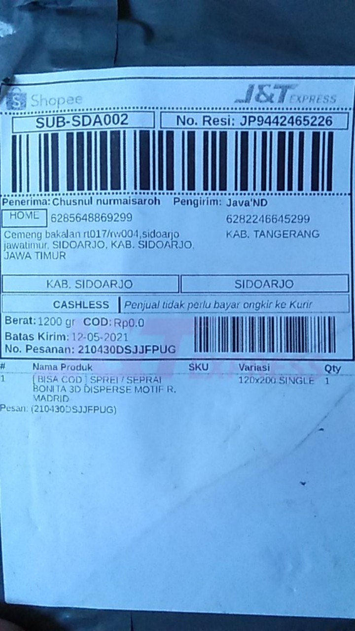 [ Bisa Cod ] Sprei / Seprai Bonita 3d Disperse Motif R. Madrid