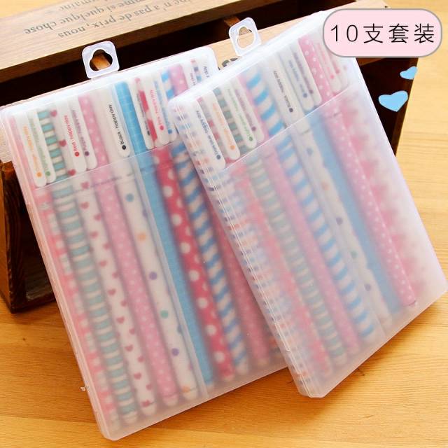 

Alat tulis korea 10 pena gel(hitam warna-warni)per kemasan