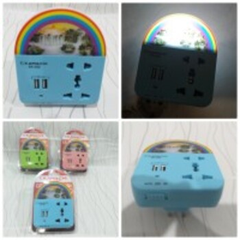 Lampu Tidur Dual USB/Colokan Multifungsi SK-352 KAWACHI TOP***