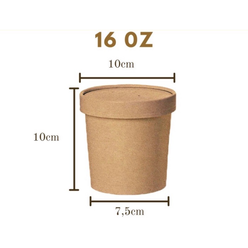 

kraft cup bowl 16oz +lid 460ml isi 25 per pak