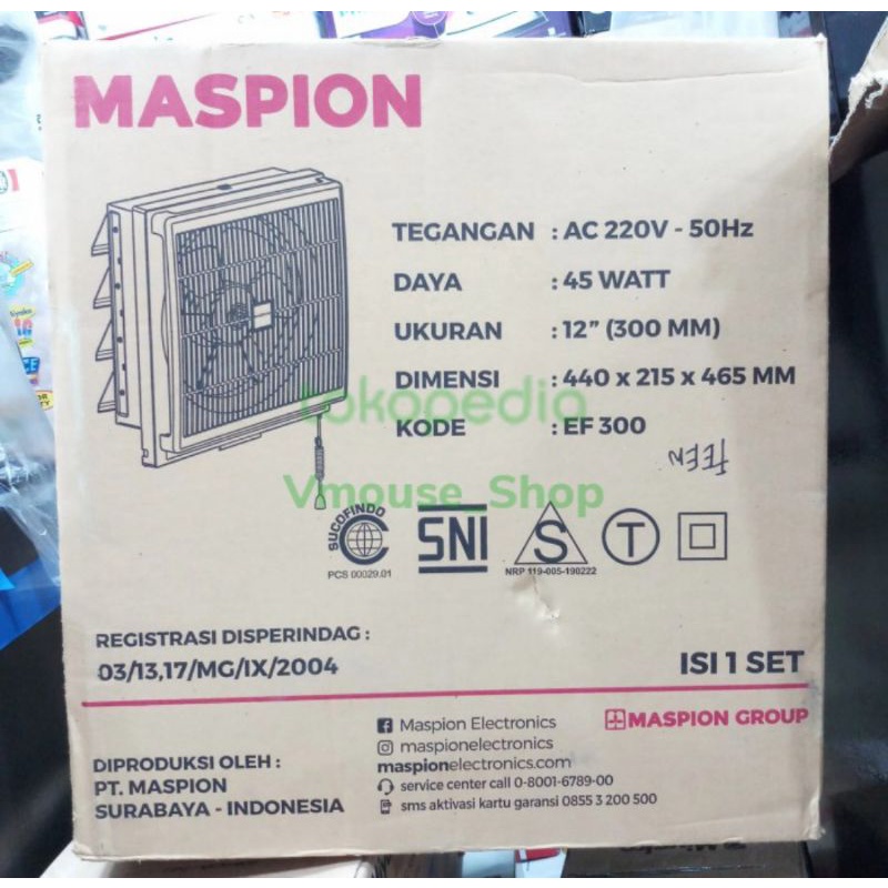 EXHAUST FAN MASPION 300 NEX - KIPAS EXHAUST FAN MASPION 12 INCH - KIPAS EXHAUST FAN DINDING - KIPAS 