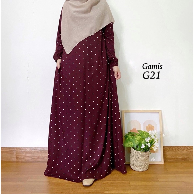 [bisa COD] gamis syari motif bahan katun rayon adem, jatuh, halus-2